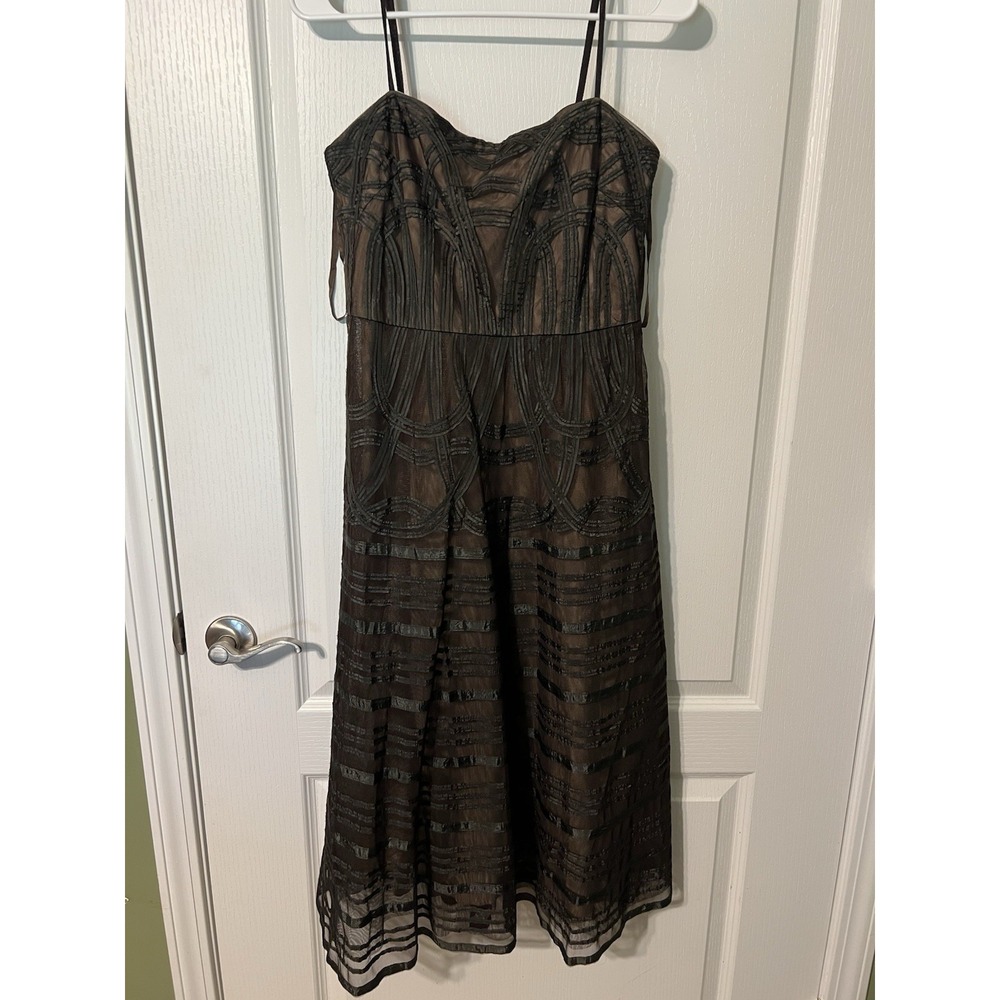 BCBG MAXAZRIA  Evening Dresses Size 8 Color Brown Black Spaghetti Strap